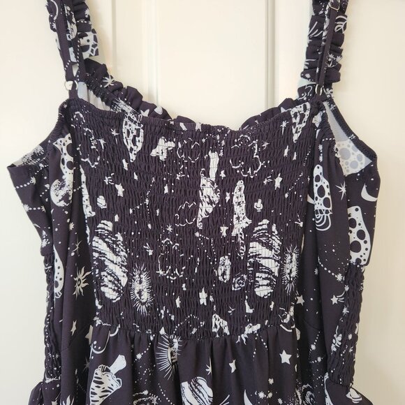 Scarlet Darkness Galaxy Print Dress Goth Steampunk Renaissance Festival Summer - Picture 4 of 13